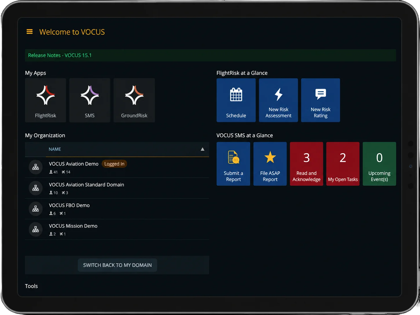 VOCUS Platform demo on ipad